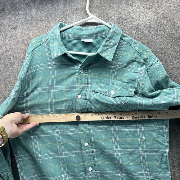 Columbia Shirt Mens Large Green Plaid Button Down Long Sleeve Cotton Outdoor - Picture 11 of 12